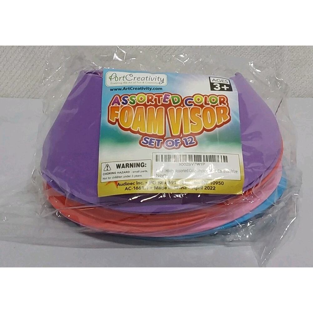Assorted Color Foam Visor Set Of 12